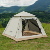 Намет туристичний двомісний 200*200*145 см з тентом, бежевий