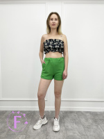 Літній жіночий топ з рюшами «Ruffie» | Розпродаж моделі 42, В квітку, Чорний