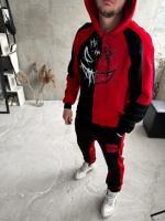 Спортивний костюм утеплений яскраво червоний  дтф | 5-978