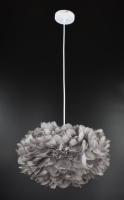 Люстра подвесная с перьями на 1 лампочку 26688 Белый 35-110х40х40 см.