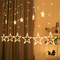 Светодиодная гирлянда штора звезды Star curtain 12-WW 4 м 120 LED новогодняя гирлянда Тёплый белый