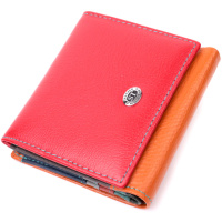 Цікавий жіночий гаманець з оригінальною монетницею з натуральної шкіри 719509 Різнокольоровий