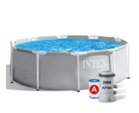 Intex 26706ND (26706SC) 305×99 см круглий каркасний басейн Prism Frame Pool сірий з фільтр насосом 2006 л/год