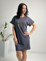 Літня сукня міні з принтом «Glide» оптом | Батал Графіт, 50-52