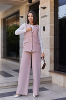 Жіночий брючний костюм з жилетом «Rakel» | Норма | Розпродаж моделі Бежевий, 46-48