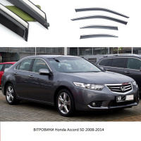 Дефлектори вікон Honda Accord SD 2008-2014 П\К скотч «FLY» «нерж. сталь 3D» BHDAC0823-W/S (167)