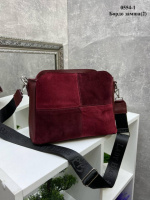 Натуральна замша. Три окремих відділення - бордо - стильна та елегантна сумочка (0554-1)