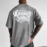 Сіра легка чоловіча оверсайз футболка зі стильним написом