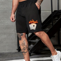 Чорні чоловічі стильні шорти з ДТФ