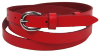 Вузький жіночий шкіряний ремінь Skipper червоний 1,5 см