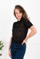 Жіноче чорне напівпрозоре поло