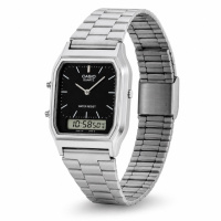 Чоловічий годинник Casio AQ-230A-1D — класична модель зі стрілково-електронним циферблатом та сталевим браслетом