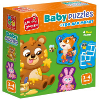 Детские развивающие картонные пазлы «Лесные звери» VT1722-26 с игрой