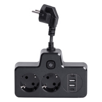 Сетевой фильтр на 2 евро розетки с 2 USB и 2 Type-C черный HP-5-18