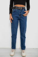 Джинси жіночі однотонні MOM, колір синій, 244R001115