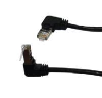 Патч-корд литой FTP, RJ45(угловой/угловой), экранированный, FTP5e 0.65m, patch D=4.9mm AWG26 2x90° CU, DC 2-12V, черный, Q200