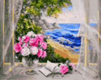Картина за номерами «Квіти у моря» 40х50см