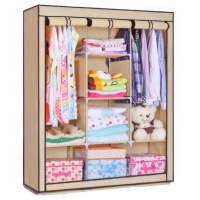 Шкаф тканевый 3 секции складной с каркасом STORAGE WARDROBE 175 х 130 х 45 см. Цвет: бежевый