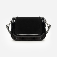 НАТУРАЛЬНИЙ ЗАМШ. ЧОРНИЙ — три відділення - фабричний, каркасний клатч високої якості українського виробництва (Луцьк, 822)