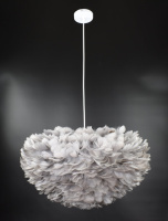Люстра подвесная с перьями на 3 лампочки 26707 Белый 40-120х60х60 см.