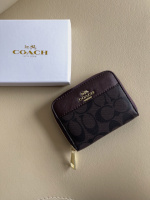 Гаманець Coach маленький напис коричневий