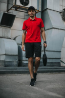 Чоловічий комплект Nike КЕПКА + поло червоний + шорти + Барсетка