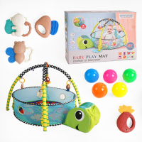 Ігровий килимок 3в1 Черепаха манеж сухий басейн із бортиком і кульками манеж