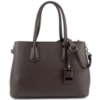 Класична жіноча шкіряна сумка шоколадного кольору Італія 77601DB