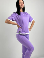 Літній трикотажний костюм-двійка «Summer» оптом | Норма і батал | Розпродаж моделі Лавандовий, 42-44