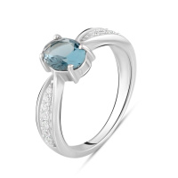 Серебряное кольцо CatalogSilver с топазом Лондон Блю 0.813ct, фианитами, вес изделия 3,2 гр (2103394) 18 размер