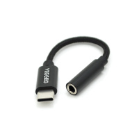 Переходник VEGGIEG TC-203 Type-C(M) => Jack 3.5mm(F), 5см, Black, Пакет