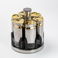 Набір ємностей для спецій на підставці 6 баночки по 120 мл, хром