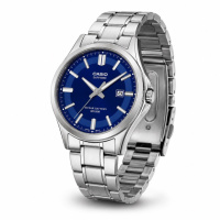 Чоловічий годинник Casio MTS-100D-2A з сапфіровим склом та синім циферблатом