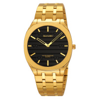 Чоловічий класичний годинник Skmei 9372GDBK Gold-Black з металевим браслетом та мінеральним склом