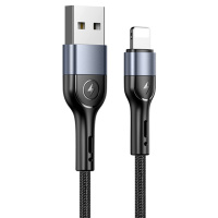 Дата кабель Usams US-SJ448 U55 Aluminum Alloy Braided USB to Lightning (1m), чорний - купити в SmartEra.ua