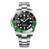 Чоловічий механічний годинник Pagani Design PD-1662 Black-Green з сапфіровим склом та GMT