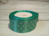 Стрічка атласна в горох. Колір: Мятний. Розмір: 2,5 см