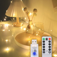 Светодиодная гирлянда USB, медная нить, холодный белый, 20 м, 200 светодиодов