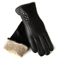 PODIUM Перчатка Женская кожа-олень Holms F3-25-18-128 black шерсть
