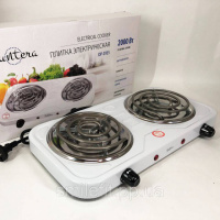 Плита електрична Suntera DP-1915 2000 Вт, потужна настільна електроплита, побутова плита. Колір: білий