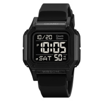 Чоловічий годинник Skmei 2537BKBK All Black — спортивний електронний годинник з підсвічуванням та таймером