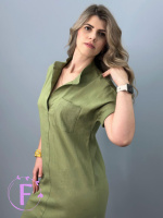 Жіноче лляне плаття літнє «Avrora» оптом | Батал Оливковий, 50-52