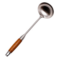 Половник металлический кухонный 27 (см) из нержавейки с деревянной ручкой HP-8-45