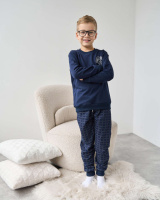 Теплий костюм на хлопчика зі штанами в клітинку - Байка - Family look батько/син