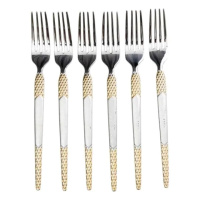 Набор десертных вилок 6 штук вилки десертные из нержавеющей стали 15.5 см Серебро с золотом HP-20-40