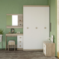 Спальня Соната Эверест Комплект 9 (модульная - 3 элемента) дуб сонома + белый (DTM-2613)