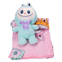 Детская мягкая игрушка Лабубу с пледом 54 см плюшевая Мятная ТМ COLORFUL HOME LAB3M