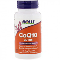 Коэнзим Q10 30 мг, CoQ10, Now Foods, 120 вегетарианских капсул