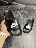 Шлепанцы кожаные мужские NIKE Black! Брендовые летние тапочки! Натуральная Кожа!