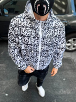 Чорно-біла весняна вітрівка з ієрогліфами  | 43-7/378